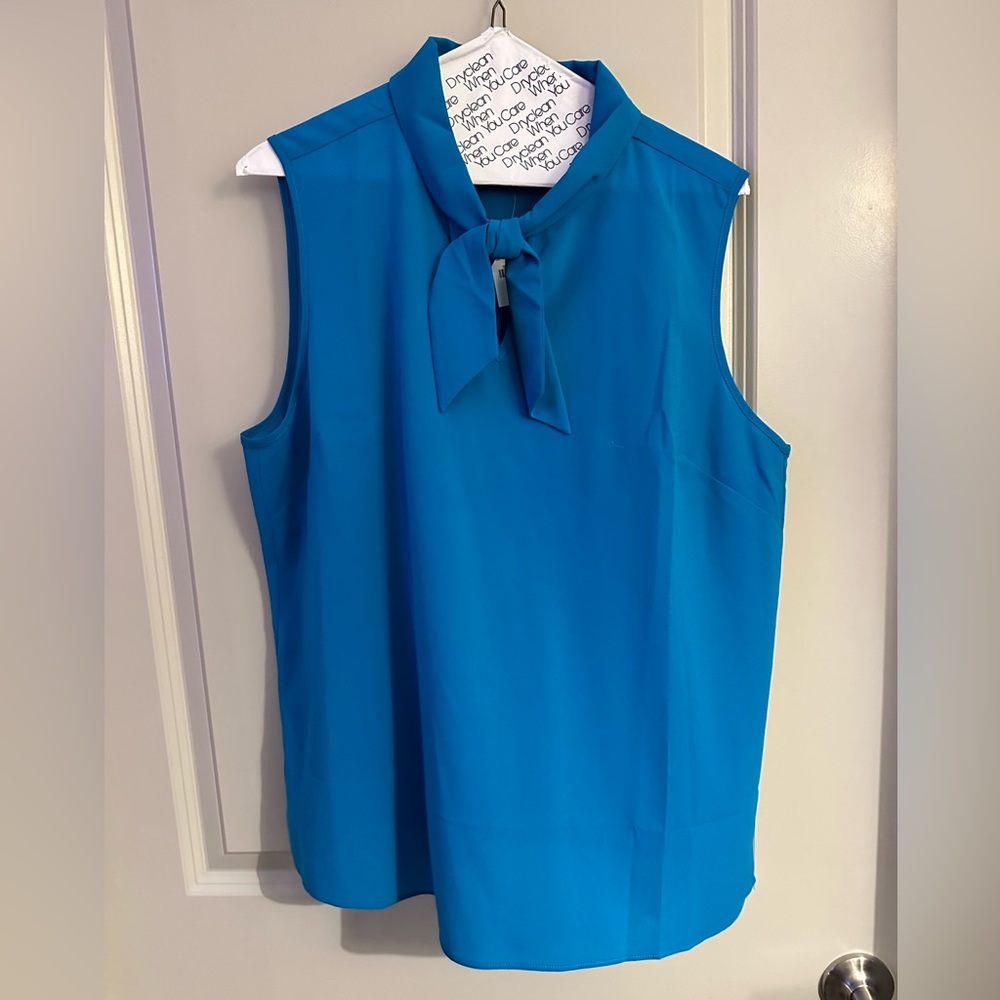 NWT J Crew Tie-Neck Top in Blue | Size 14